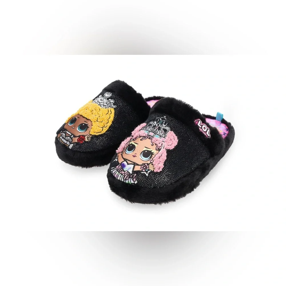 L.O.L. Surprise!‎ Little Girl’s black plush sequin slippers size 6 brand new